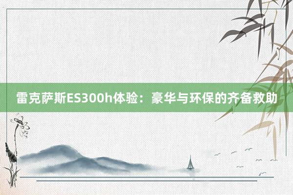 雷克萨斯ES300h体验：豪华与环保的齐备救助