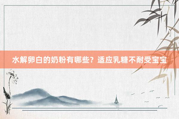 水解卵白的奶粉有哪些？适应乳糖不耐受宝宝