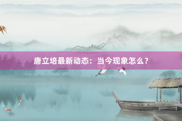唐立培最新动态：当今现象怎么？